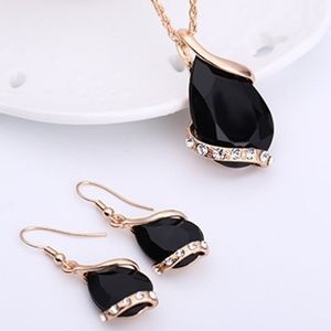 Gemstone Pendant Necklace And Earrings Set